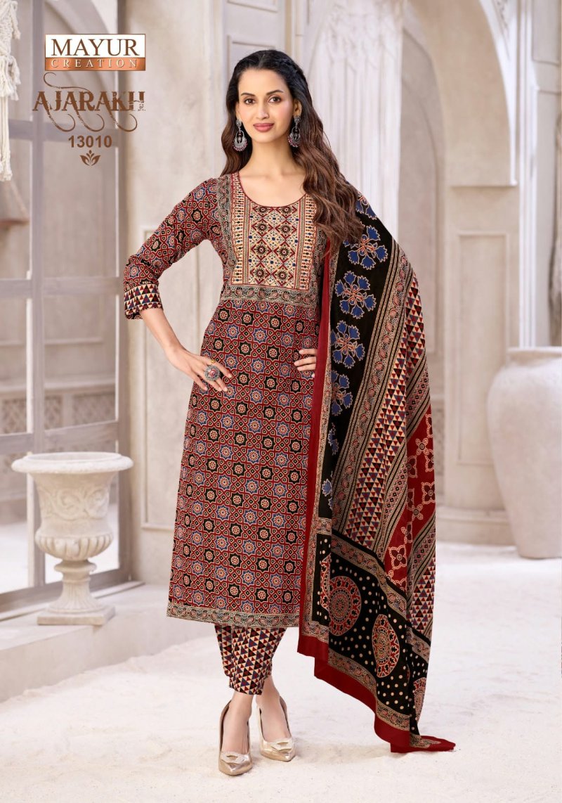Ajarakh Vol 13 By Mayur Cotton Kurti With Bottom Dupatta 